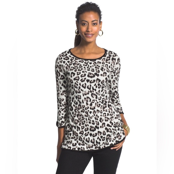 Chico’s Calm Leopard Torre Top. - Picture 1 of 5